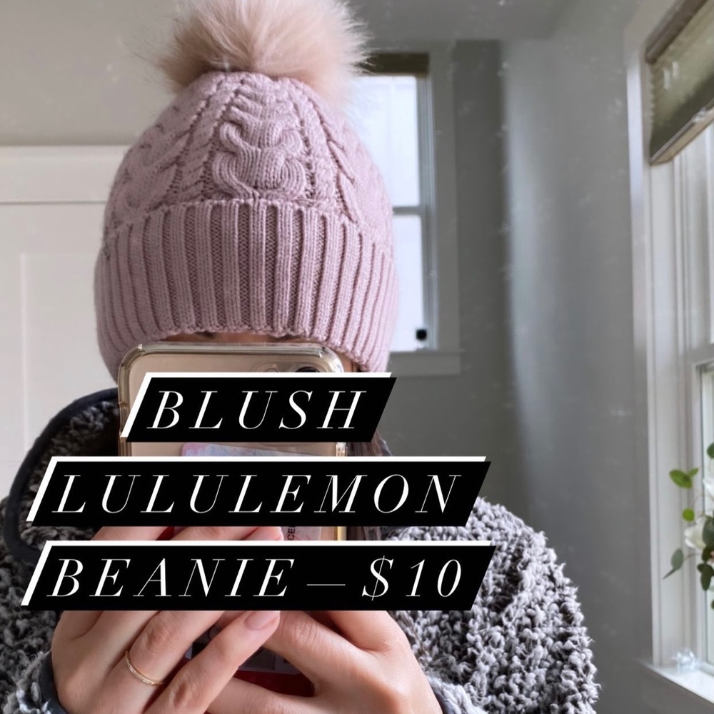 Blush lulu pom beanie